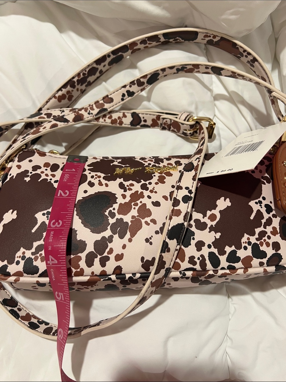 Betsy Johnson cow print bag with horseshoe MSRP $88 - Picture 5 of 6